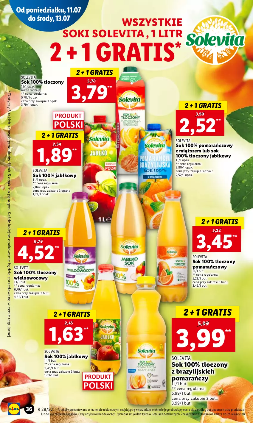 Gazetka promocyjna Lidl - GAZETKA - ważna 11.07 do 13.07.2022 - strona 36 - produkty: Gra, Olej, Sok