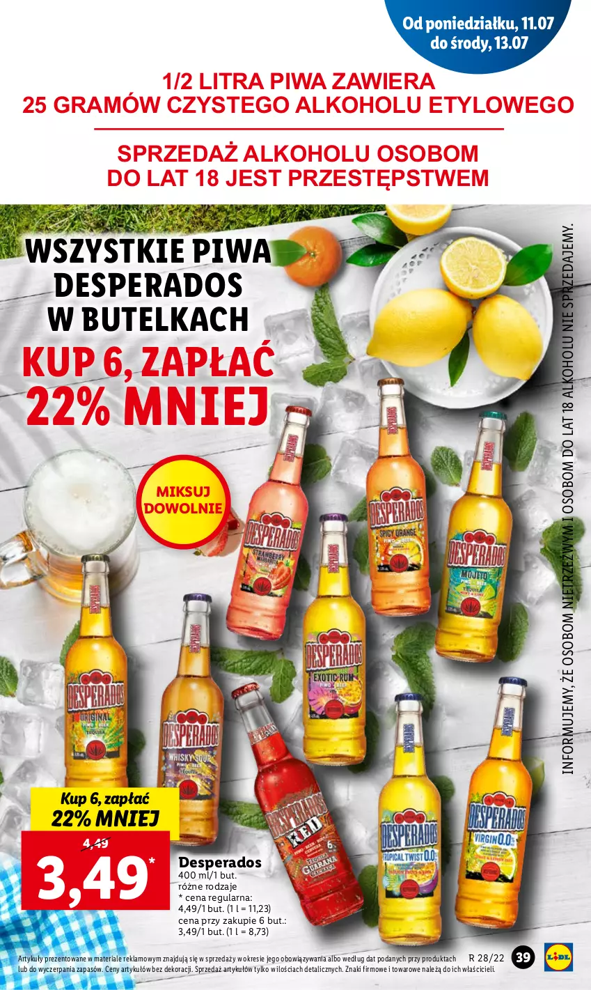 Gazetka promocyjna Lidl - GAZETKA - ważna 11.07 do 13.07.2022 - strona 39 - produkty: Desperados, Gra, Piwa