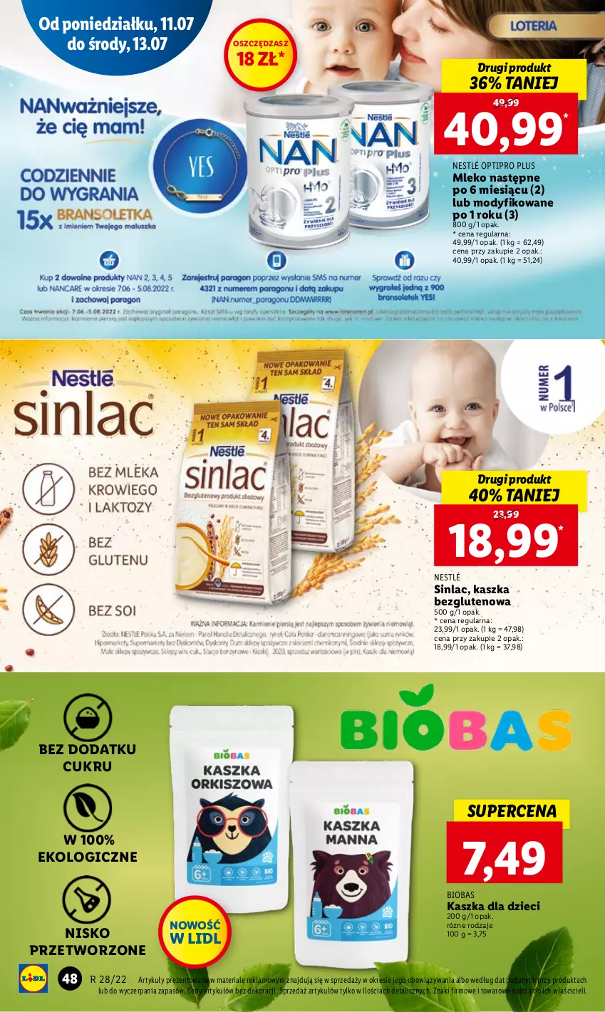 Gazetka promocyjna Lidl - GAZETKA - ważna 11.07 do 13.07.2022 - strona 48 - produkty: Dzieci, Mleko, Nestlé, O nas, Sinlac