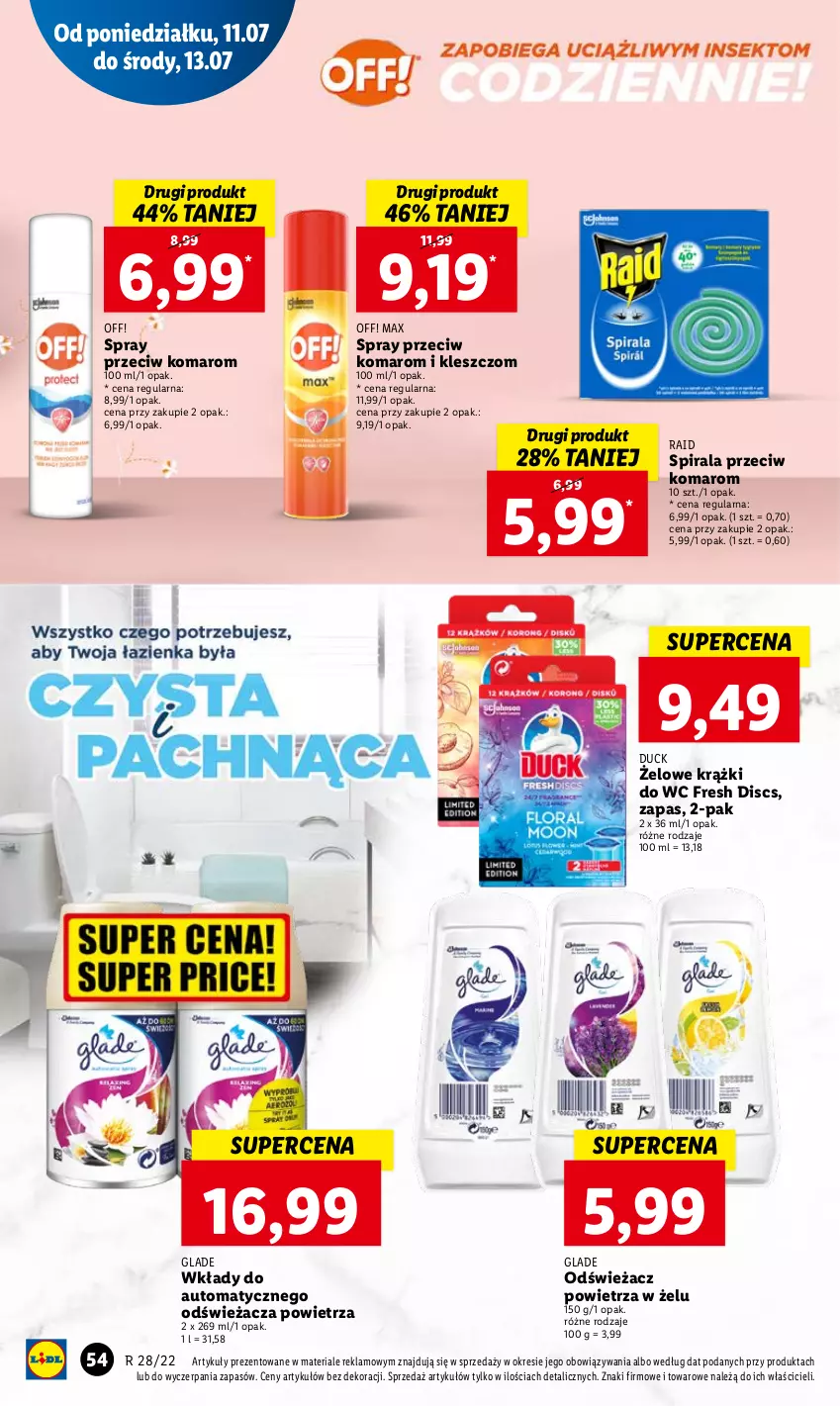 Gazetka promocyjna Lidl - GAZETKA - ważna 11.07 do 13.07.2022 - strona 54 - produkty: Duck, Odświeżacz powietrza