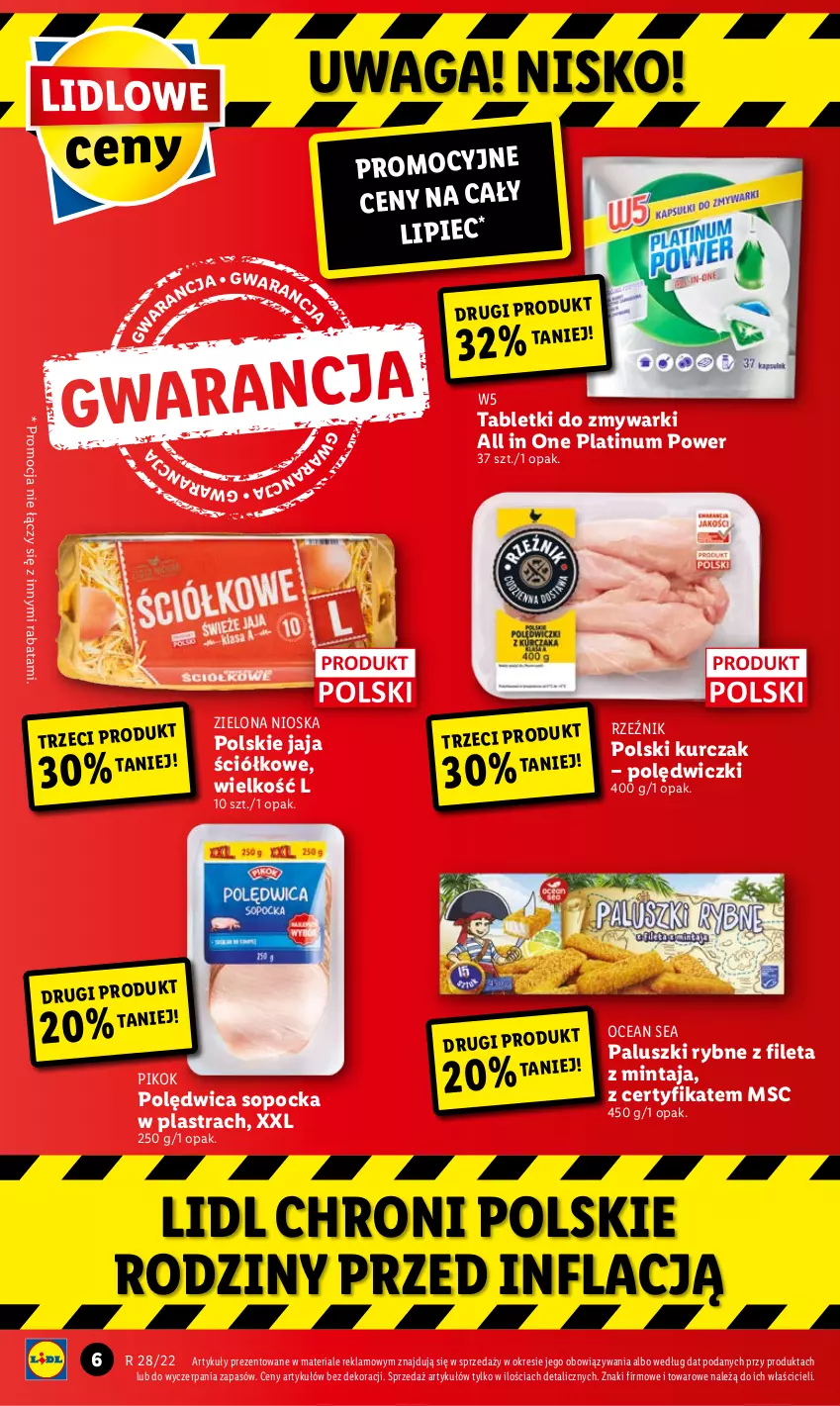 Gazetka promocyjna Lidl - GAZETKA - ważna 11.07 do 13.07.2022 - strona 6 - produkty: Jaja, Kurczak, Mintaj, Paluszki rybne, Piec, PIKOK, Polędwica, Tablet, Tabletki do zmywarki, Waga, Zmywarki