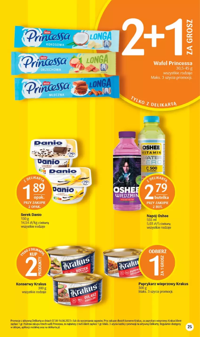 Gazetka promocyjna Delikatesy Centrum - Gazetka DC22 - ważna 07.06 do 14.06.2023 - strona 25 - produkty: Danio, Krakus, Mobil, Napój, Oshee, Papryka, Paprykarz, Princessa, Ser, Serek