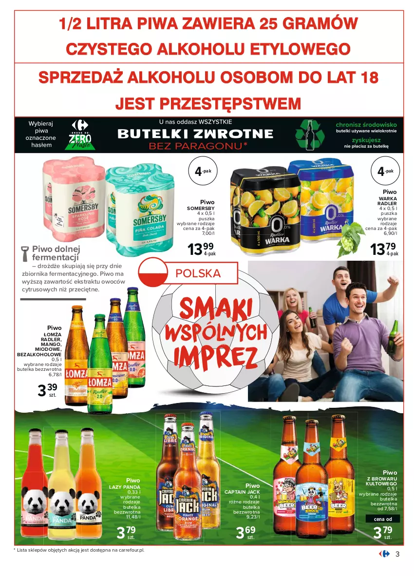 Gazetka promocyjna Carrefour - Gazetka Piwny klub kibica - ważna 31.05 do 19.06.2021 - strona 3 - produkty: Captain Jack, Drożdże, Gra, Mango, Panda, Piwa, Piwo, Radler, Somersby, Warka