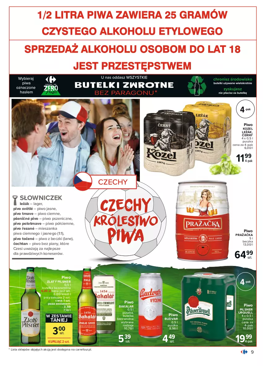 Gazetka promocyjna Carrefour - Gazetka Piwny klub kibica - ważna 31.05 do 19.06.2021 - strona 9 - produkty: Gra, Kosz, Kozel, Pilsner Urquell, Piwa, Piwo, Piwo jasne, Ser