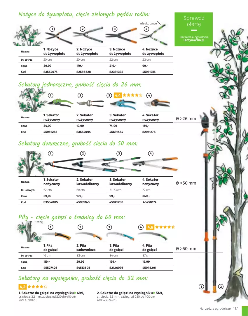 Gazetka promocyjna Leroy Merlin - Gazetka Leroy Merlin - ważna 22.03 do 31.08.2023 - strona 117 - produkty: Gra, Noż, Nożyce, Piła do gałęzi, Sekator, Teleskop