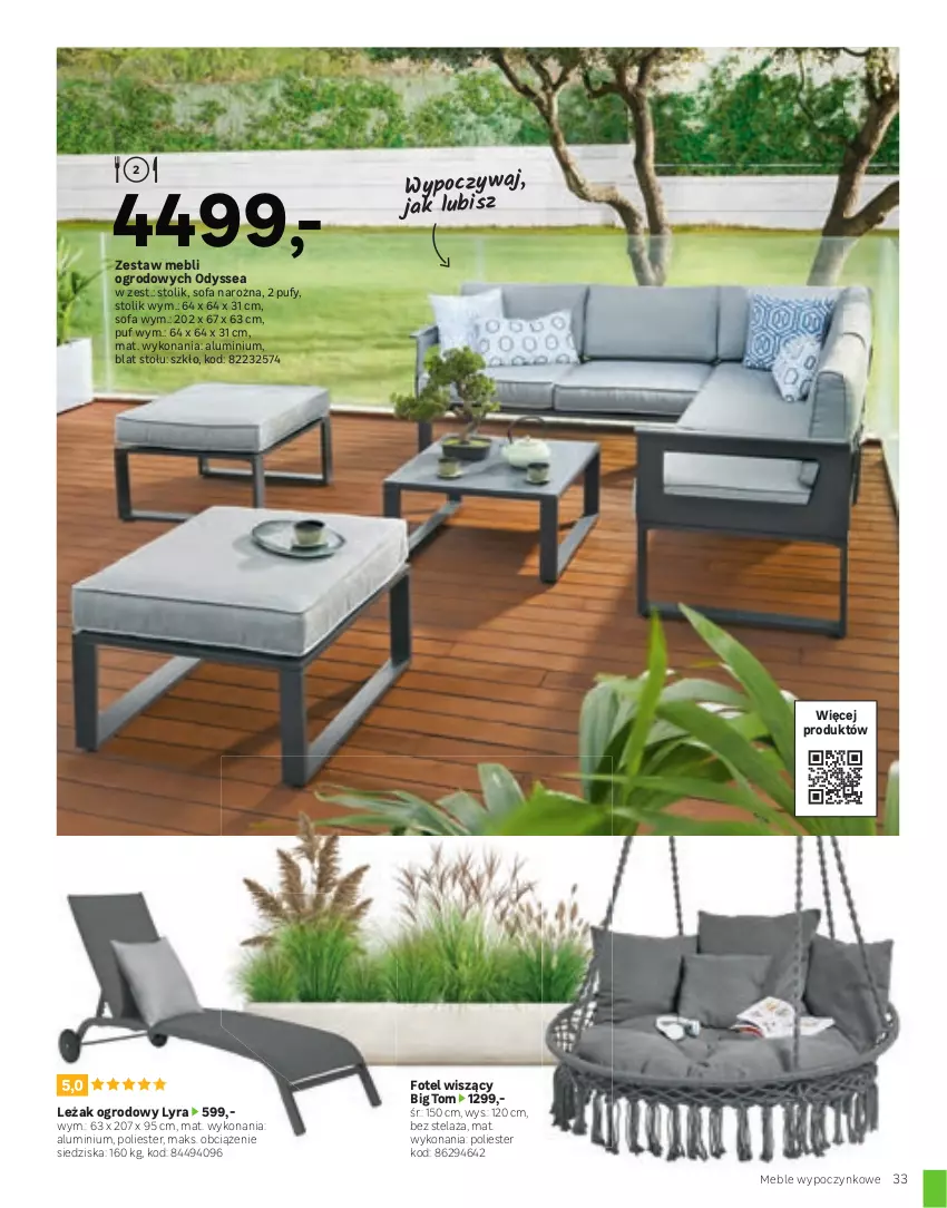 Gazetka promocyjna Leroy Merlin - Gazetka Leroy Merlin - ważna 22.03 do 31.08.2023 - strona 33 - produkty: Fa, Fotel, Meble, Parasol, Puf, Sofa, Sofa narożna, Stolik, Telefon