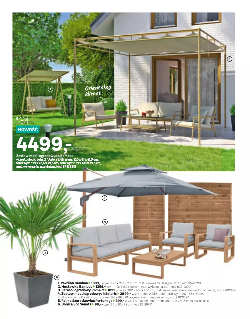 Gazetka promocyjna Leroy Merlin - Gazetka Leroy Merlin - ważna 22.03 do 31.08.2023 - strona 40 - produkty: Fa, Fotel, Huśtawka, LG, Palma, Parasol, Por, Sofa, Stół, Stolik