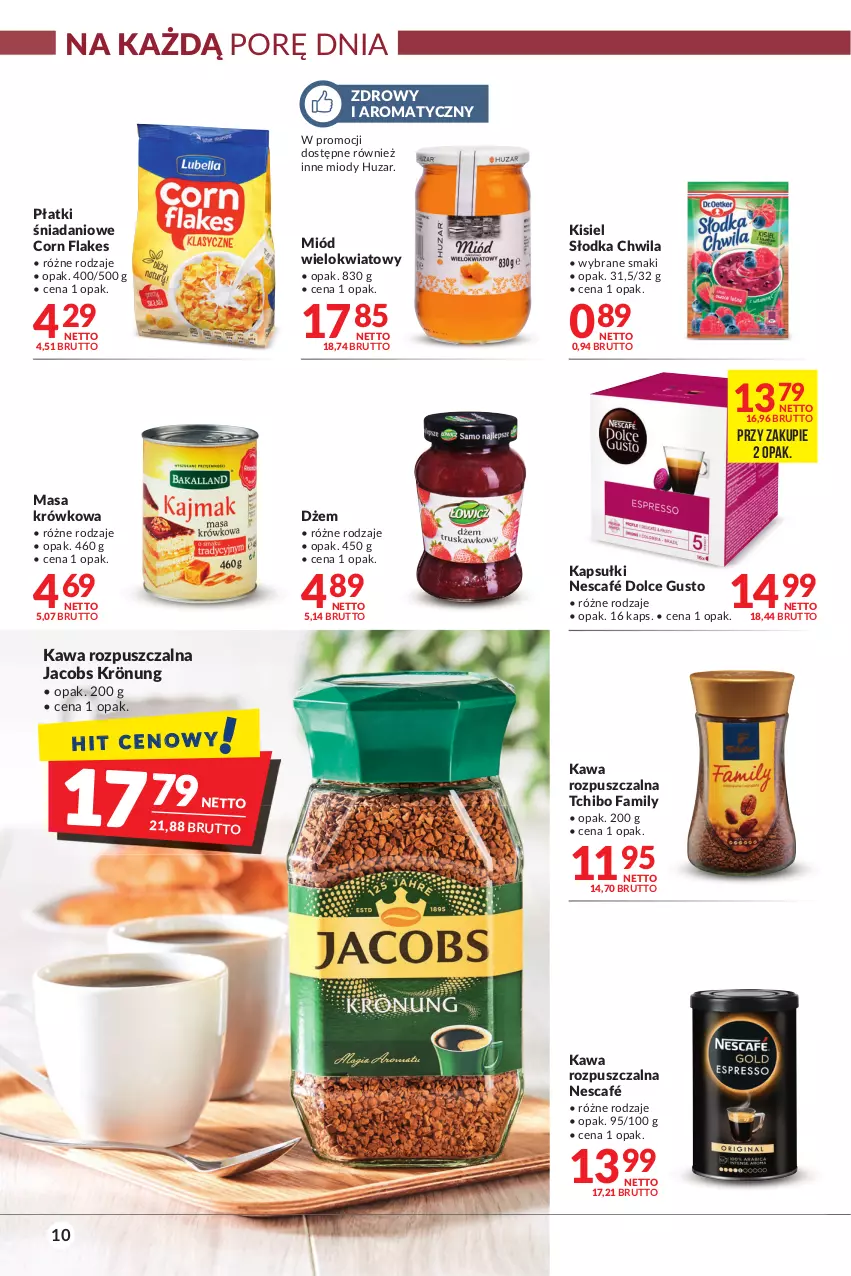 Gazetka promocyjna Makro - [Oferta promocyjna] Artykuły spożywcze i przemysłowe - ważna 02.11 do 15.11.2021 - strona 10 - produkty: Corn flakes, Danio, Dolce Gusto, Dżem, Fa, Jacobs, Jacobs Krönung, Kawa, Kawa rozpuszczalna, Kisiel, Masa krówkowa, Miód, Nescafé, Por, Słodka Chwila, Tchibo, Tchibo Family