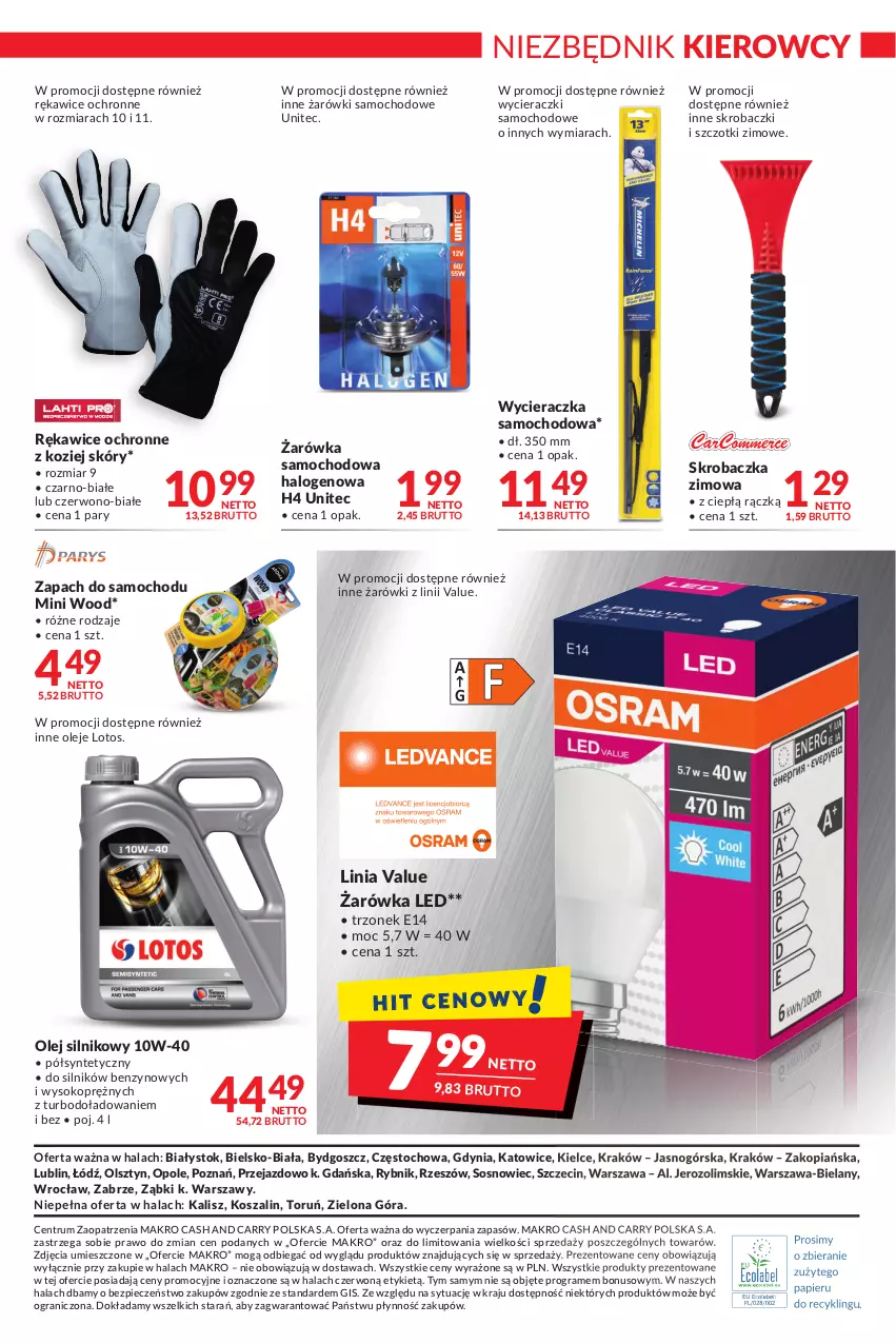 Gazetka promocyjna Makro - [Oferta promocyjna] Artykuły spożywcze i przemysłowe - ważna 02.11 do 15.11.2021 - strona 25 - produkty: Gra, Halo, Kosz, Olej, Olej silnikowy, Papier, Piec, Rękawice, Rękawice ochronne, Rum, Skrobaczka, Sok, Sos, Szal, Wycieraczka