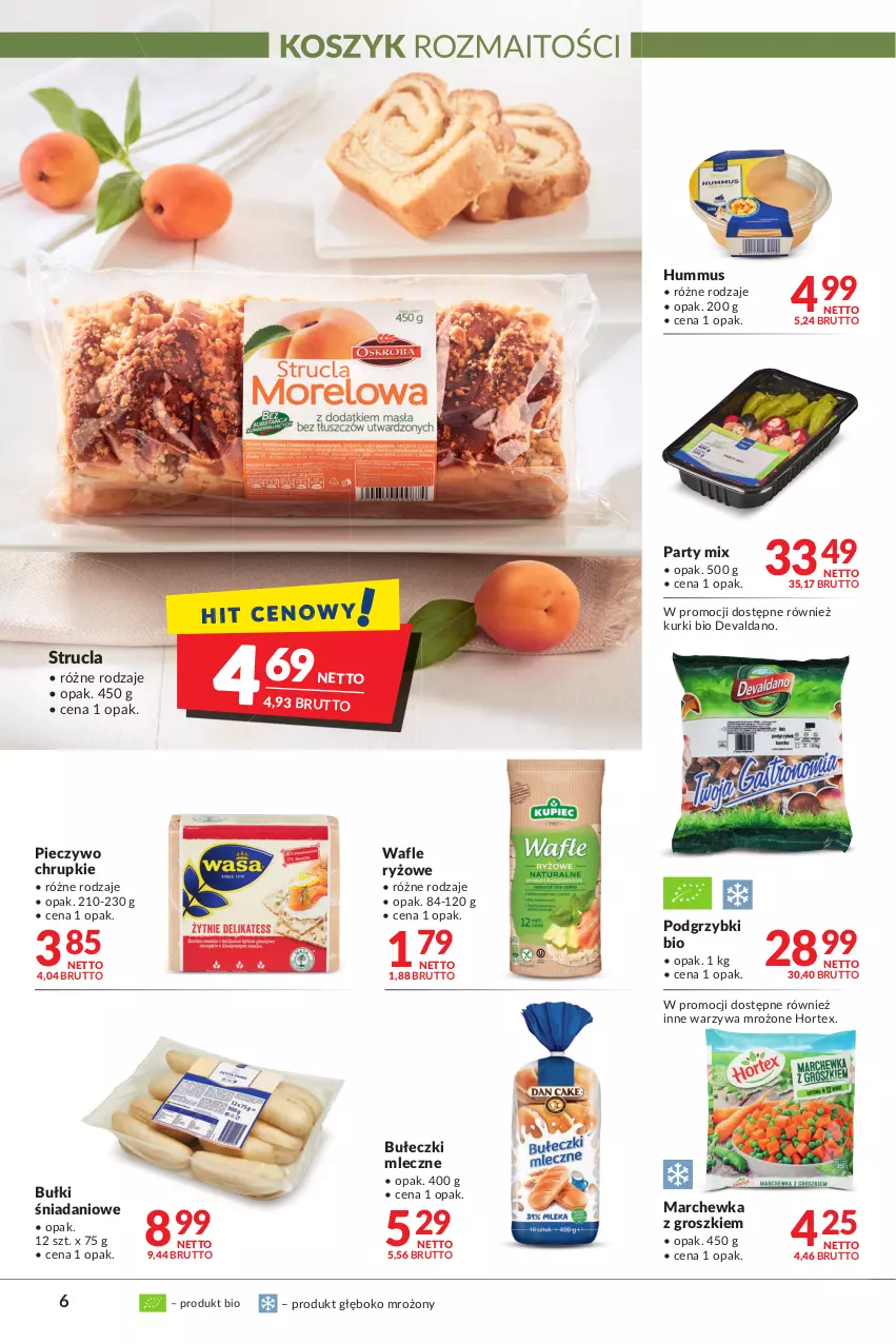 Gazetka promocyjna Makro - [Oferta promocyjna] Artykuły spożywcze i przemysłowe - ważna 02.11 do 15.11.2021 - strona 6 - produkty: Bułeczki, Bułeczki mleczne, Chrupki, Danio, Hortex, Hummus, Kosz, Marchewka, Mus, Piec, Pieczywo, Pieczywo chrupkie, Podgrzybki, Ryż, Strucla, Wafle, Warzywa