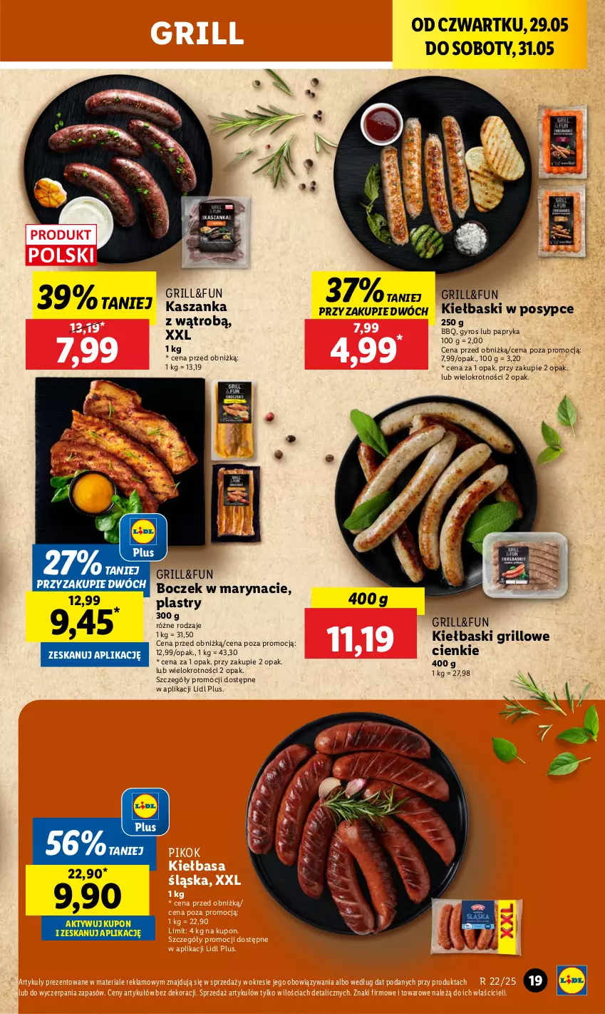 Gazetka promocyjna Lidl - GAZETKA - ważna 29.05 do 31.05.2025 - strona 23 - produkty: Boczek, Grill, Gyros, Kasza, Kaszanka, Kiełbasa, Kiełbasa śląska, Papryka, PIKOK