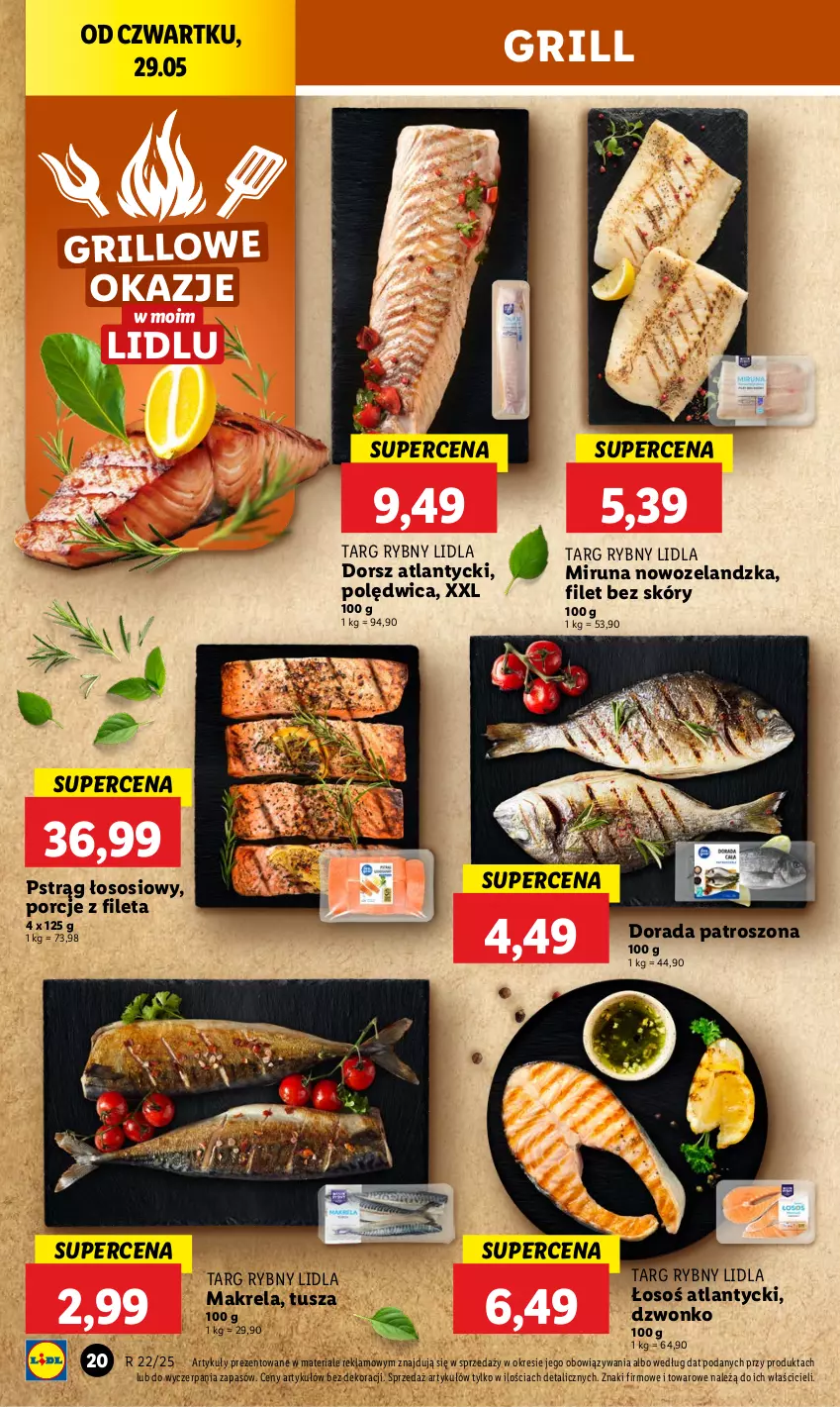 Gazetka promocyjna Lidl - GAZETKA - ważna 29.05 do 31.05.2025 - strona 24 - produkty: Dorsz, Grill, Miruna, Polędwica, Por, Pstrąg, Pstrąg łososiowy, Sos, Tusz