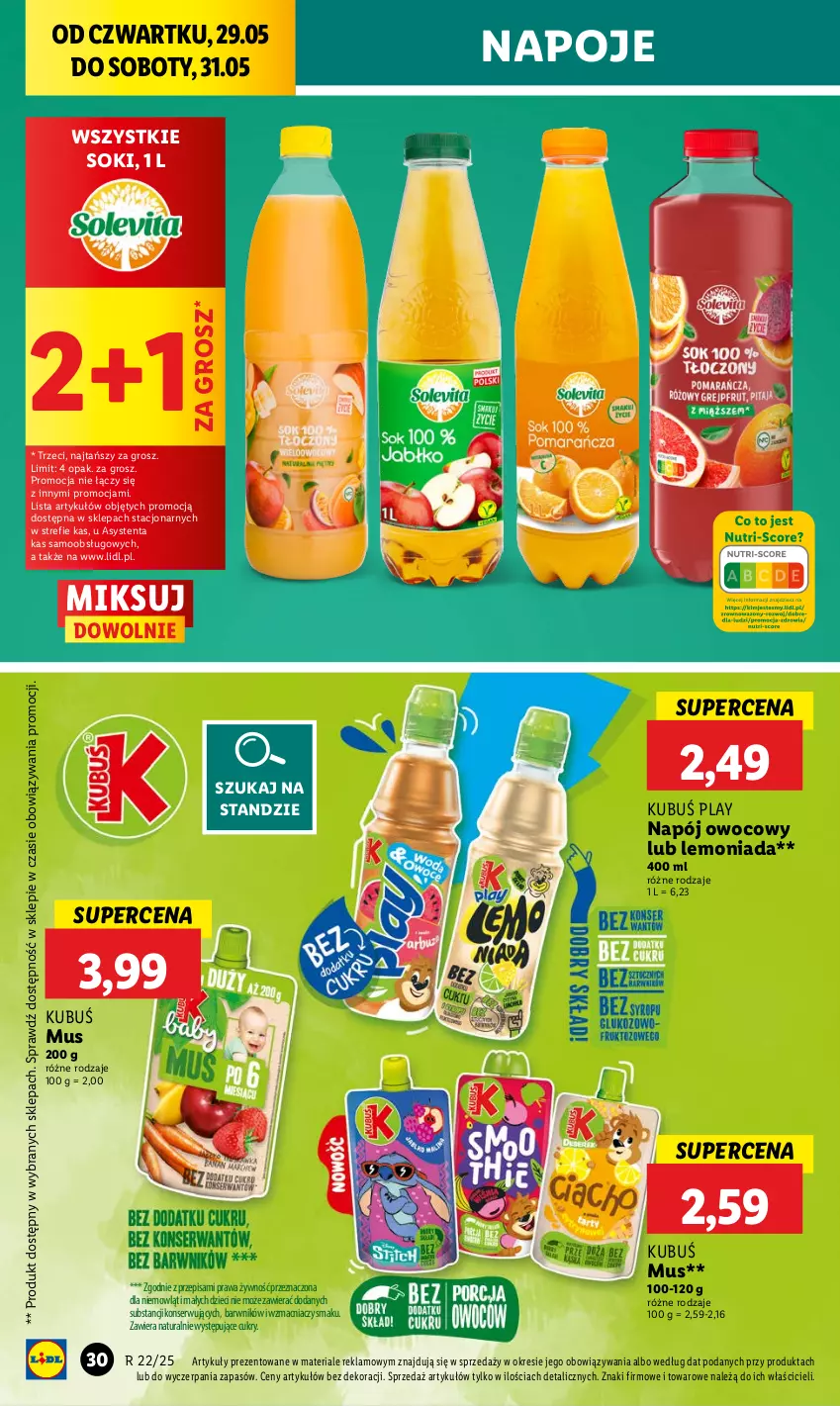 Gazetka promocyjna Lidl - GAZETKA - ważna 29.05 do 31.05.2025 - strona 36 - produkty: Dzieci, Kubuś, Lemoniada, Mus, Napój, Napoje, Ser, Sok