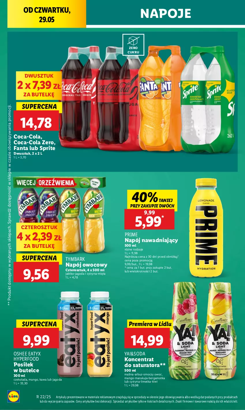 Gazetka promocyjna Lidl - GAZETKA - ważna 29.05 do 31.05.2025 - strona 38 - produkty: Arbuz, Coca-Cola, Czekolada, Fa, Fanta, Kawa, Kiwi, Mango, Mięta, Napój, Napoje, Oshee, Sprite, Tymbark