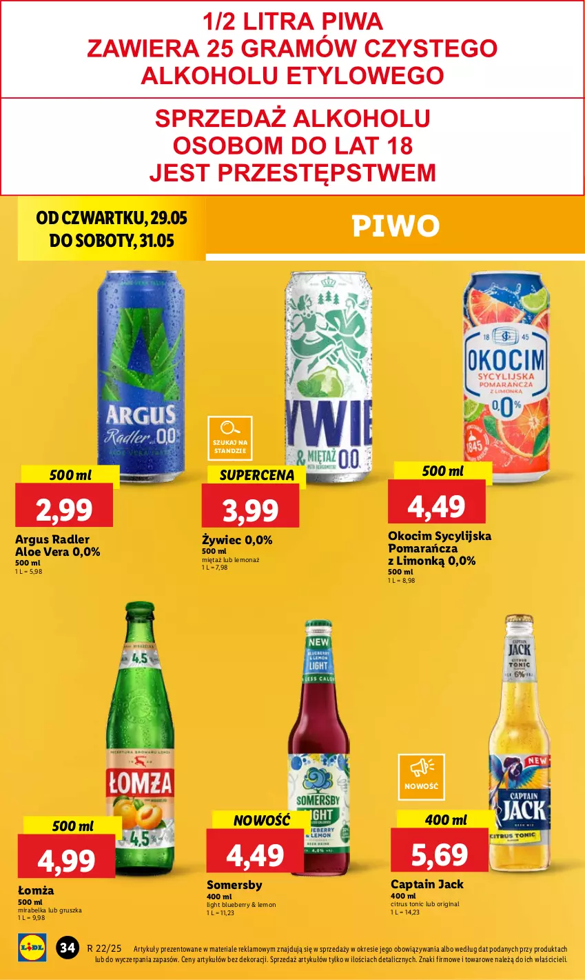 Gazetka promocyjna Lidl - GAZETKA - ważna 29.05 do 31.05.2025 - strona 42 - produkty: Aloe vera, Captain Jack, Gin, Koc, Mięta, Okocim, Piwo, Radler, Somersby