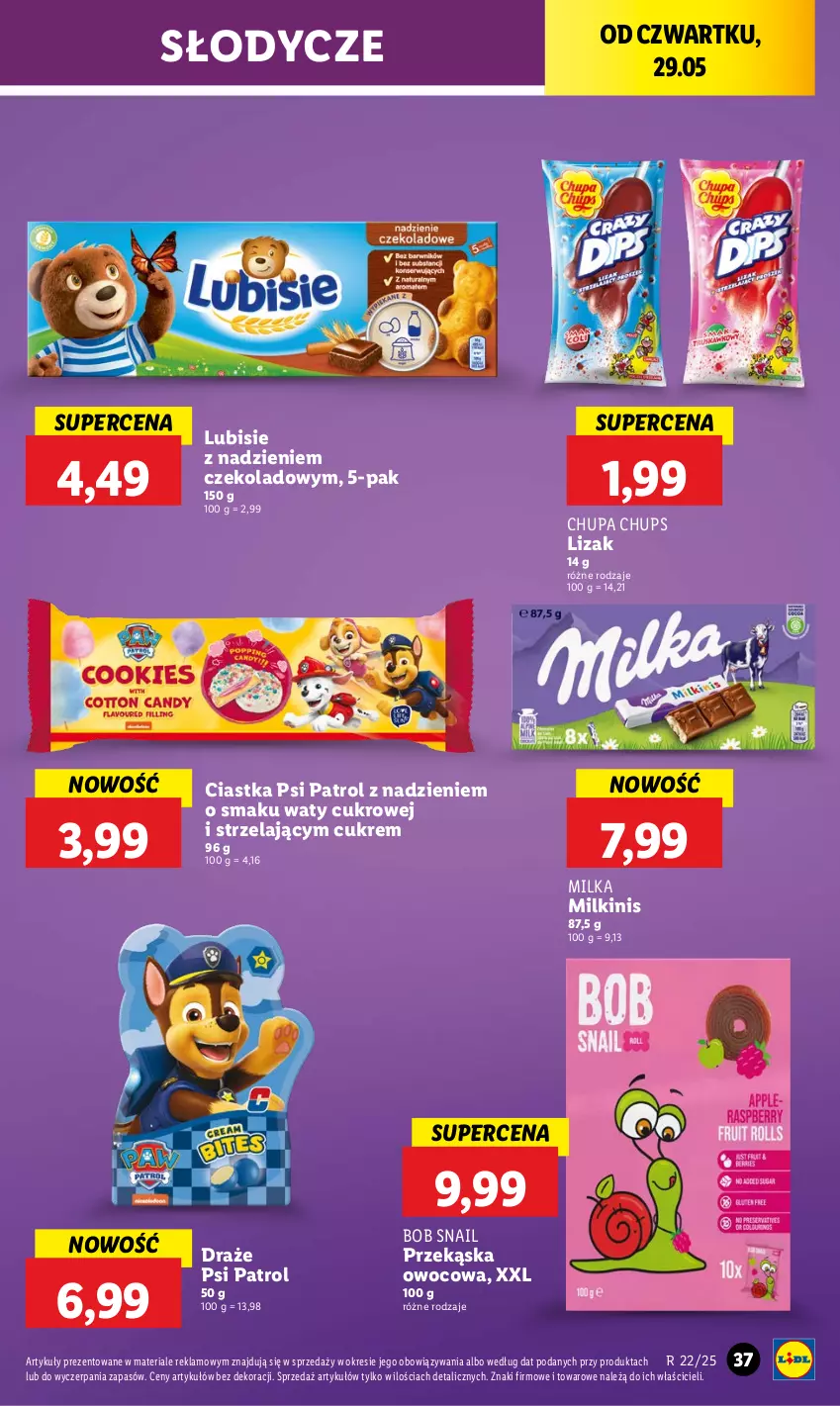 Gazetka promocyjna Lidl - GAZETKA - ważna 29.05 do 31.05.2025 - strona 45 - produkty: Chupa Chups, Ciastka, Lubisie, Milka, Psi Patrol