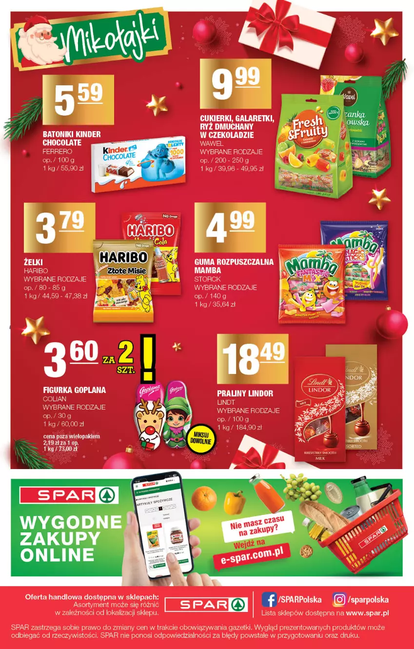 Gazetka promocyjna Spar - Spar - ważna 01.12 do 11.12.2025 - strona 8 - produkty: Baton, Cukier, Cukierki, Ferrero, Gala, Galaretki, Goplana, Guma rozpuszczalna, Haribo, Kinder, LANA, Lindor, Lindt, Praliny, Ryż, Tonik, Wawel