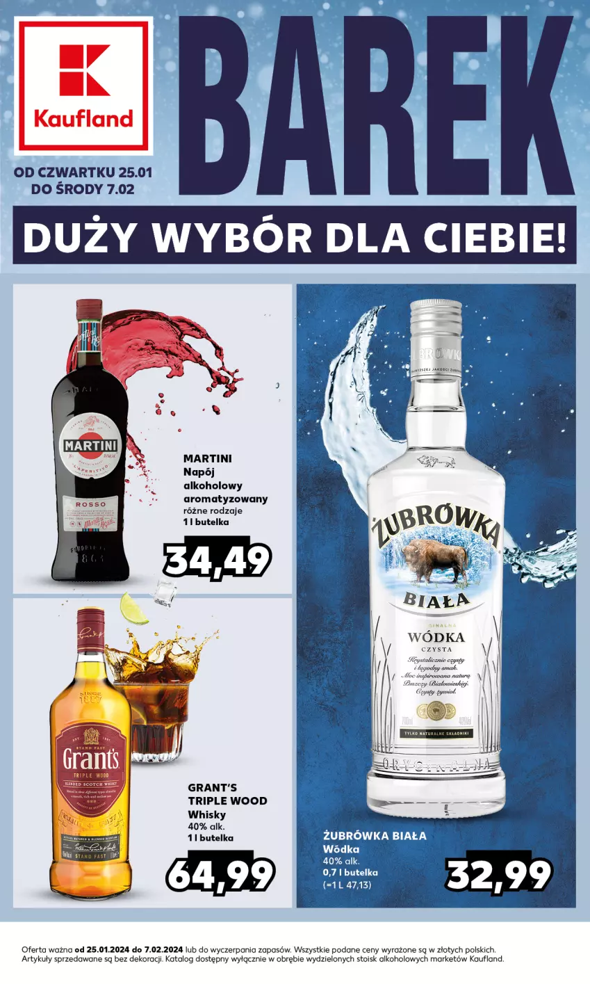 Gazetka promocyjna Kaufland - Barek Kauflandu - ważna 25.01 do 07.02.2024 - strona 1 - produkty: Gra, Grant's, Martini, Napój, Whisky, Wódka