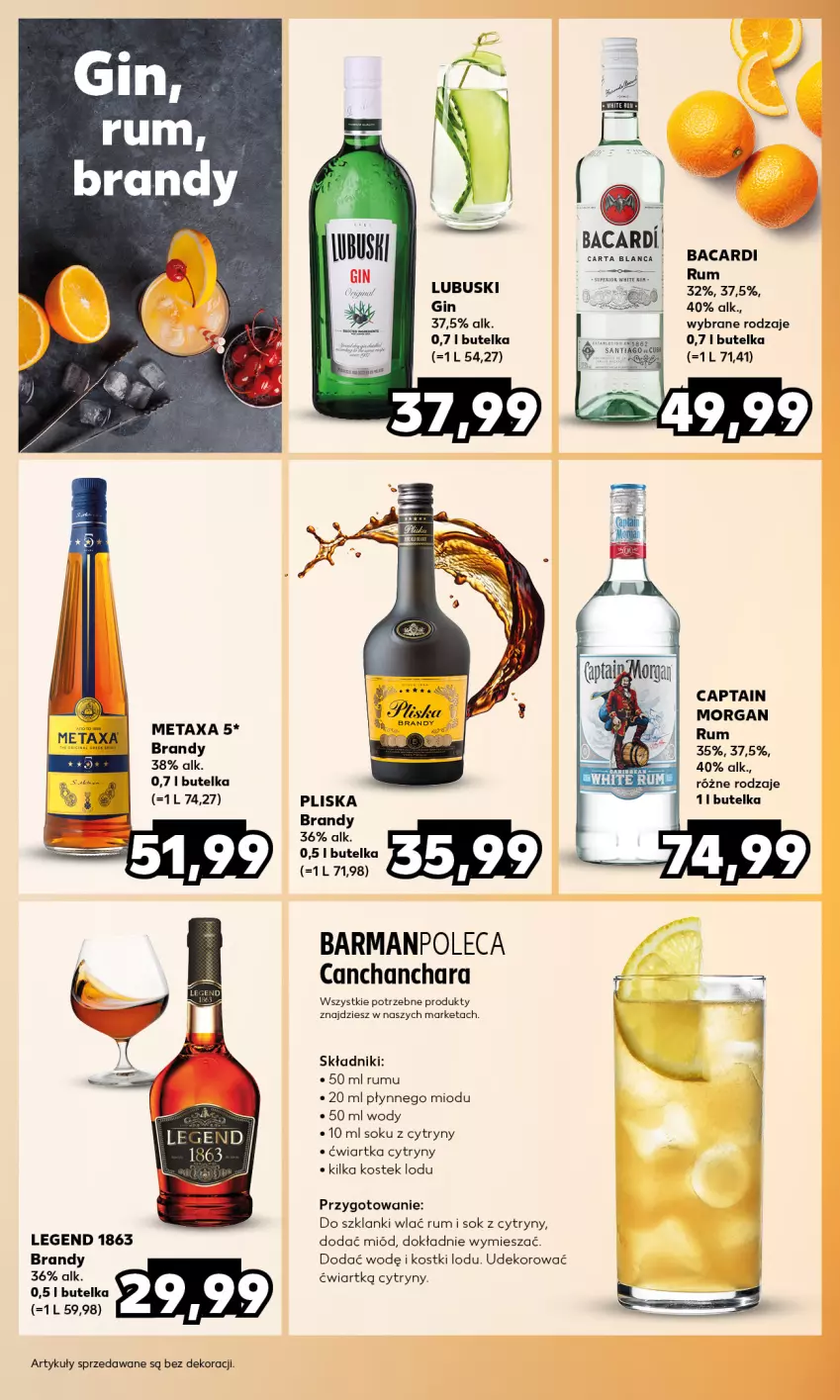 Gazetka promocyjna Kaufland - Barek Kauflandu - ważna 25.01 do 07.02.2024 - strona 7 - produkty: Bacardi, Brandy, Captain Morgan, Cytryny, Gin, Lanki, Metaxa, Miód, Pliska, Rum, Sok, Stek