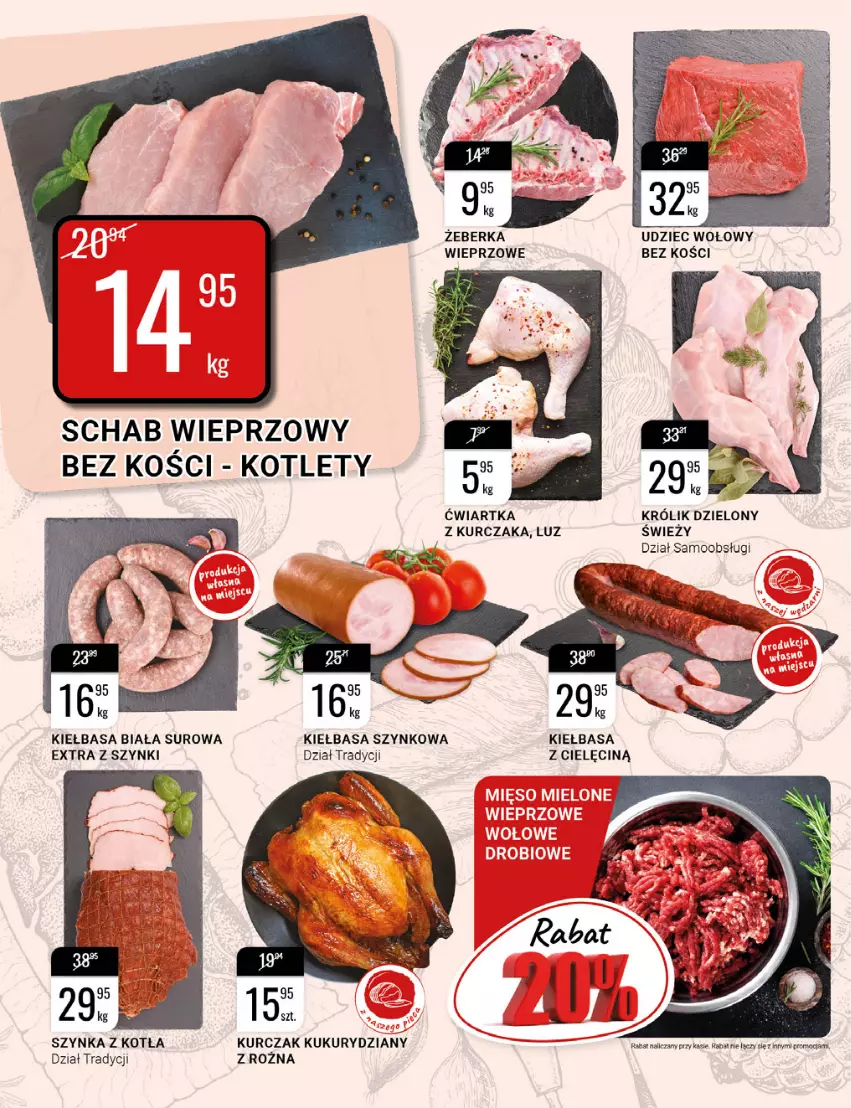 Gazetka promocyjna Bi1 - Nowalijki - ważna 09.03 do 15.03.2022 - strona 4 - produkty: Kiełbasa, Kiełbasa biała, Kiełbasa szynkowa, Kotlet, Królik, Kurczak, Schab wieprzowy, Szynka, Udziec wołowy