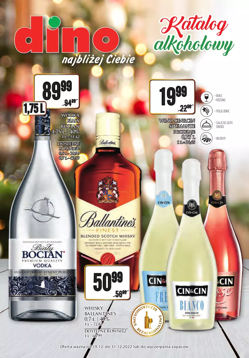 Gazetka promocyjna Dino - Gazetka - ważna 19.12 do 31.12.2022 - strona 1 - produkty: Ballantine's, Biały Bocian, Owoce, Puma, Sałat, Ser, Whisky, Wino, Wódka