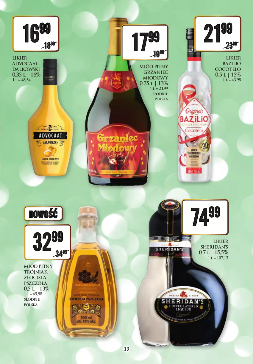 Gazetka promocyjna Dino - Gazetka - ważna 19.12 do 31.12.2022 - strona 13 - produkty: Advocaat, Bacardi, Gin, Lack, Leon, Likier, Miód, Miód pitny, Rum, Sheridan's