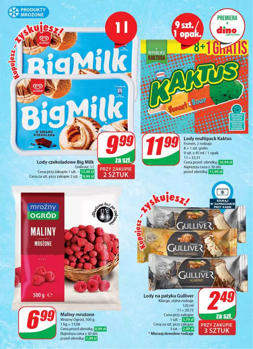 Gazetka promocyjna Dino - Gazetka 8 - ważna 21.02 do 27.02.2024 - strona 23 - produkty: Big Milk, Czekolada, Gra, Kaktus, Lody, Maliny, Ogród