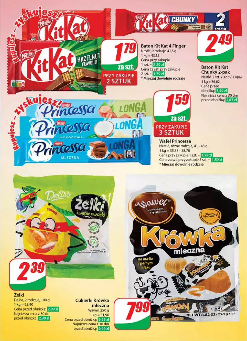 Gazetka promocyjna Dino - Gazetka 8 - ważna 21.02 do 27.02.2024 - strona 5 - produkty: Baton, Cukier, Cukierki, Deliss, Kit Kat, Princessa, Wawel