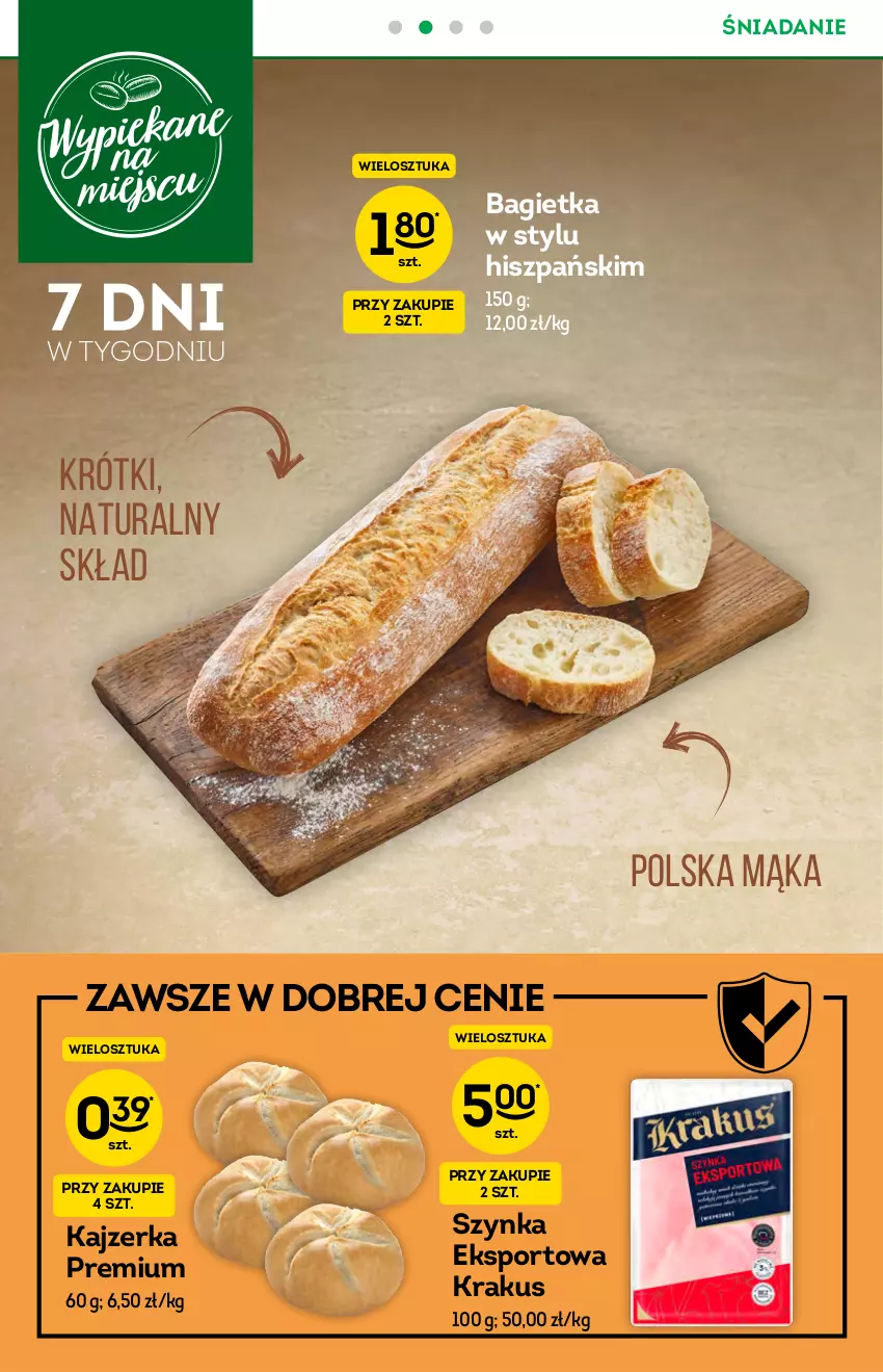 Gazetka promocyjna Żabka - ważna 07.07 do 20.07.2021 - strona 28 - produkty: Bagietka, Kajzerka, Krakus, Mąka, Por, Sport, Szynka