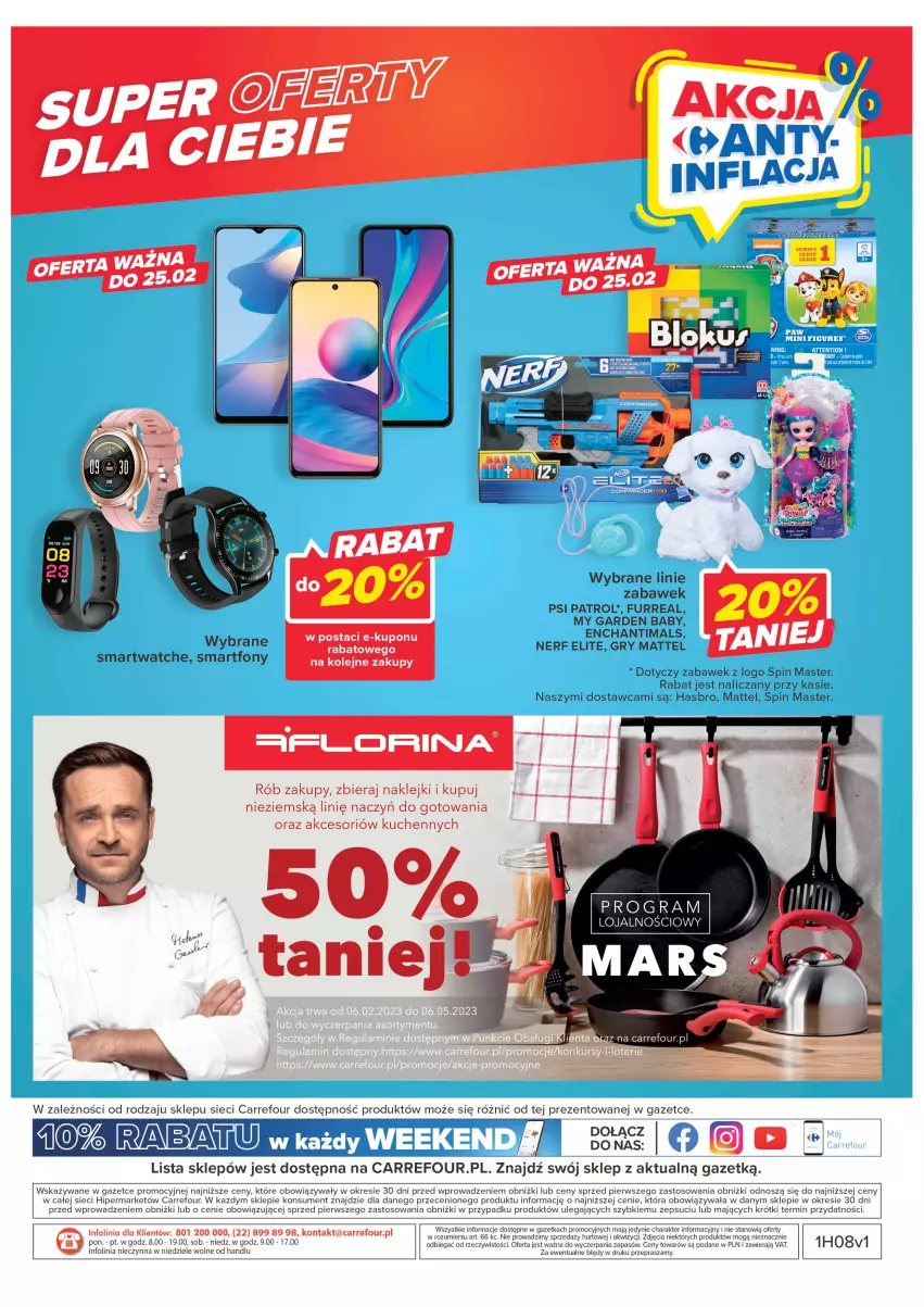 Gazetka promocyjna Carrefour - Gazetka Carrefour - ważna 21.02 do 04.03.2023 - strona 38 - produkty: Enchantimals, Gry, Hasbro, Klej, Mattel, Nerf, Olej, Psi Patrol, Smartfon, Smartwatch, Taca