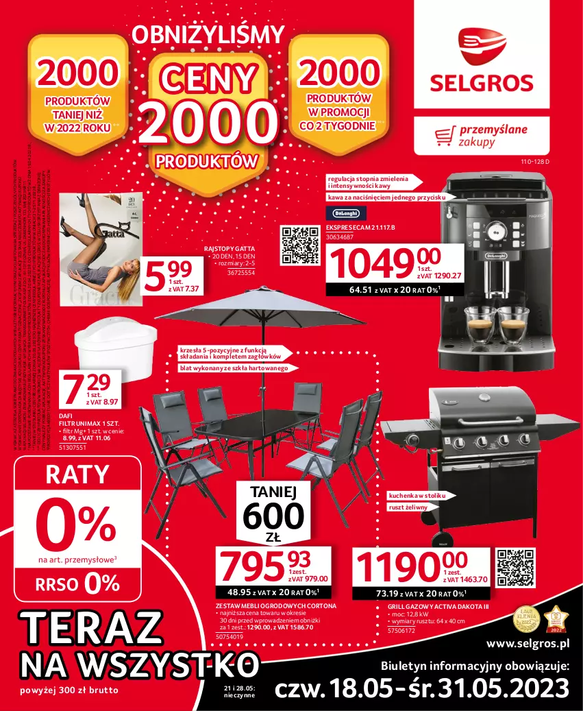 Gazetka promocyjna Selgros - Oferta przemysłowa - ważna 18.05 do 31.05.2023 - strona 1 - produkty: Fa, Gatta, Grill, Grill gazowy, Kawa, LG, Papier, Por, Rajstopy, Stolik, Tera, Top, Tran