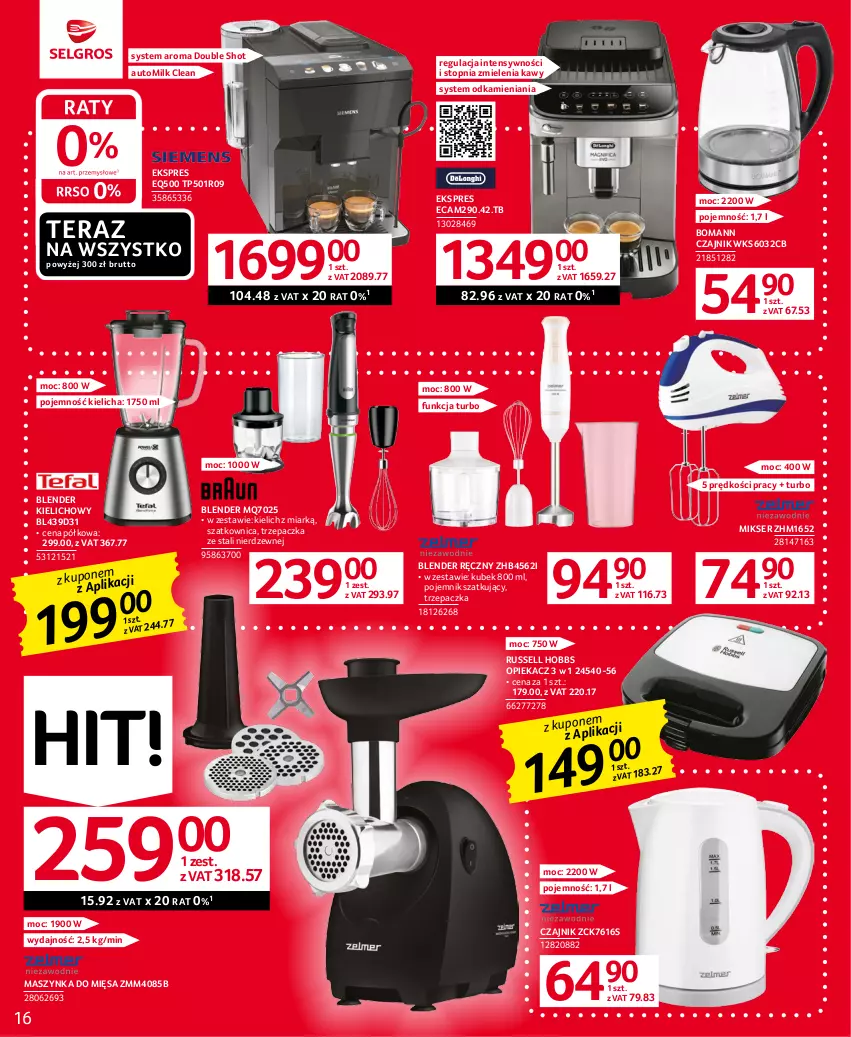 Gazetka promocyjna Selgros - Oferta przemysłowa - ważna 18.05 do 31.05.2023 - strona 16 - produkty: Blender, Blender ręczny, Czajnik, Kubek, Maszynka, Mikser, Pojemnik, Ser, Szatkownica, Szynka, Tera, Top, Trzepaczka