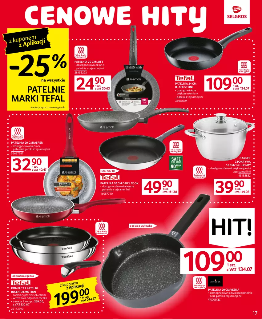 Gazetka promocyjna Selgros - Oferta przemysłowa - ważna 18.05 do 31.05.2023 - strona 17 - produkty: Fa, Garnek, Garnek z pokrywą, Lack, Patelnia, Tefal