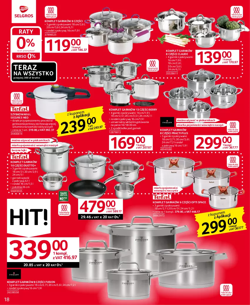 Gazetka promocyjna Selgros - Oferta przemysłowa - ważna 18.05 do 31.05.2023 - strona 18 - produkty: Fusion, Garnek, Miarka, Patelnia, Piekarnik, Podkład, Podkładka, Pokrywa, Rondel, Sok, Szybkowar, Tera