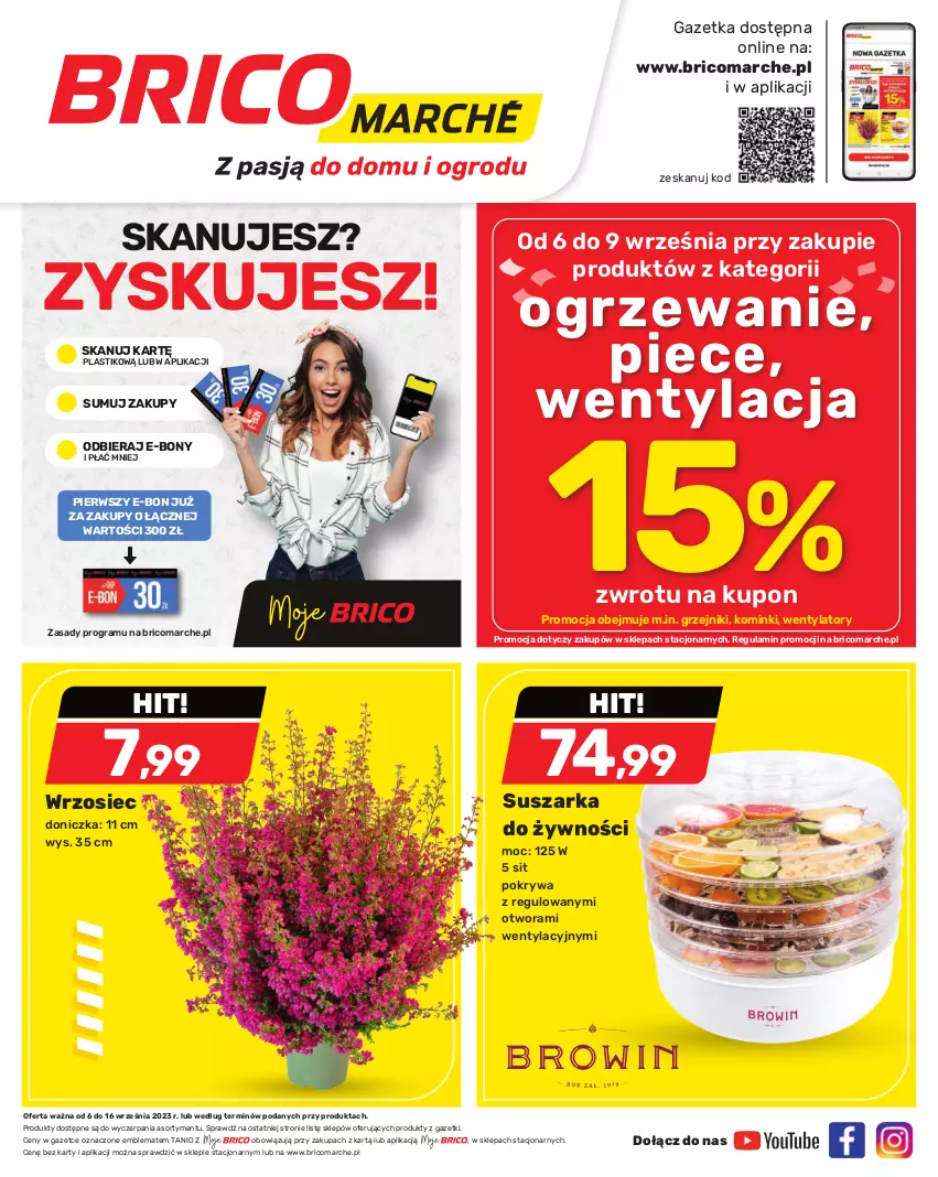 Gazetka promocyjna Bricomarche - Gazetka - ważna 06.09 do 16.09.2023 - strona 1 - produkty: Gra, Grzejnik, O nas, Ogrzewanie, Piec, Pokrywa, Suszarka