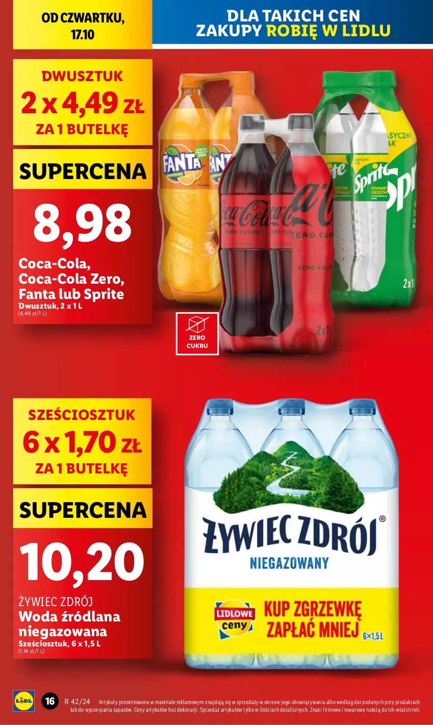 Gazetka promocyjna Lidl - GAZETKA - ważna 17.10 do 19.10.2024 - strona 16 - produkty: Coca-Cola, Fa, Fanta, LANA, Sprite, Woda