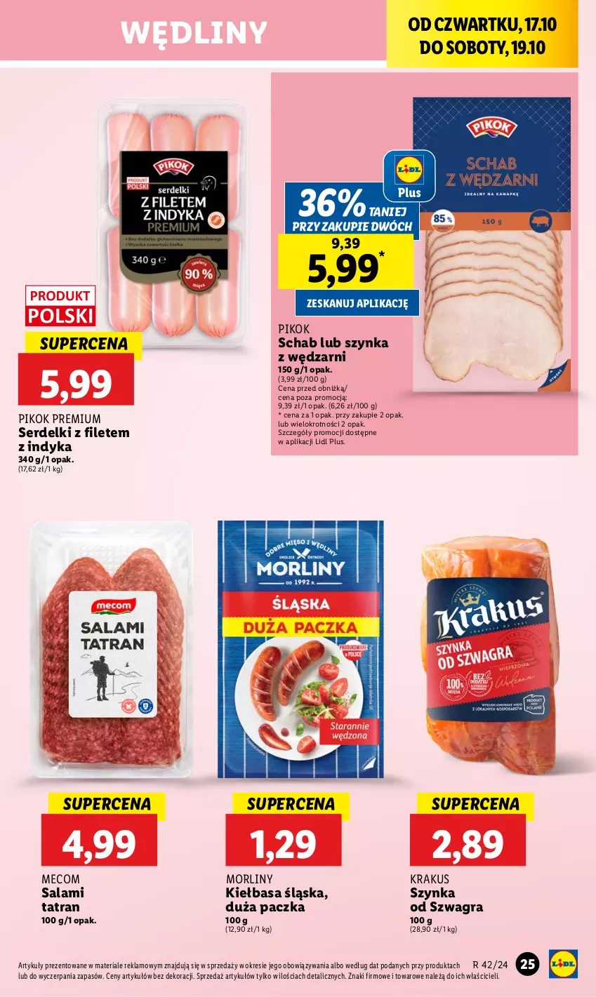 Gazetka promocyjna Lidl - GAZETKA - ważna 17.10 do 19.10.2024 - strona 31 - produkty: Gra, Kiełbasa, Kiełbasa śląska, Krakus, Morliny, PIKOK, Salami, Ser, Serdelki, Szynka, Tatra, Tran