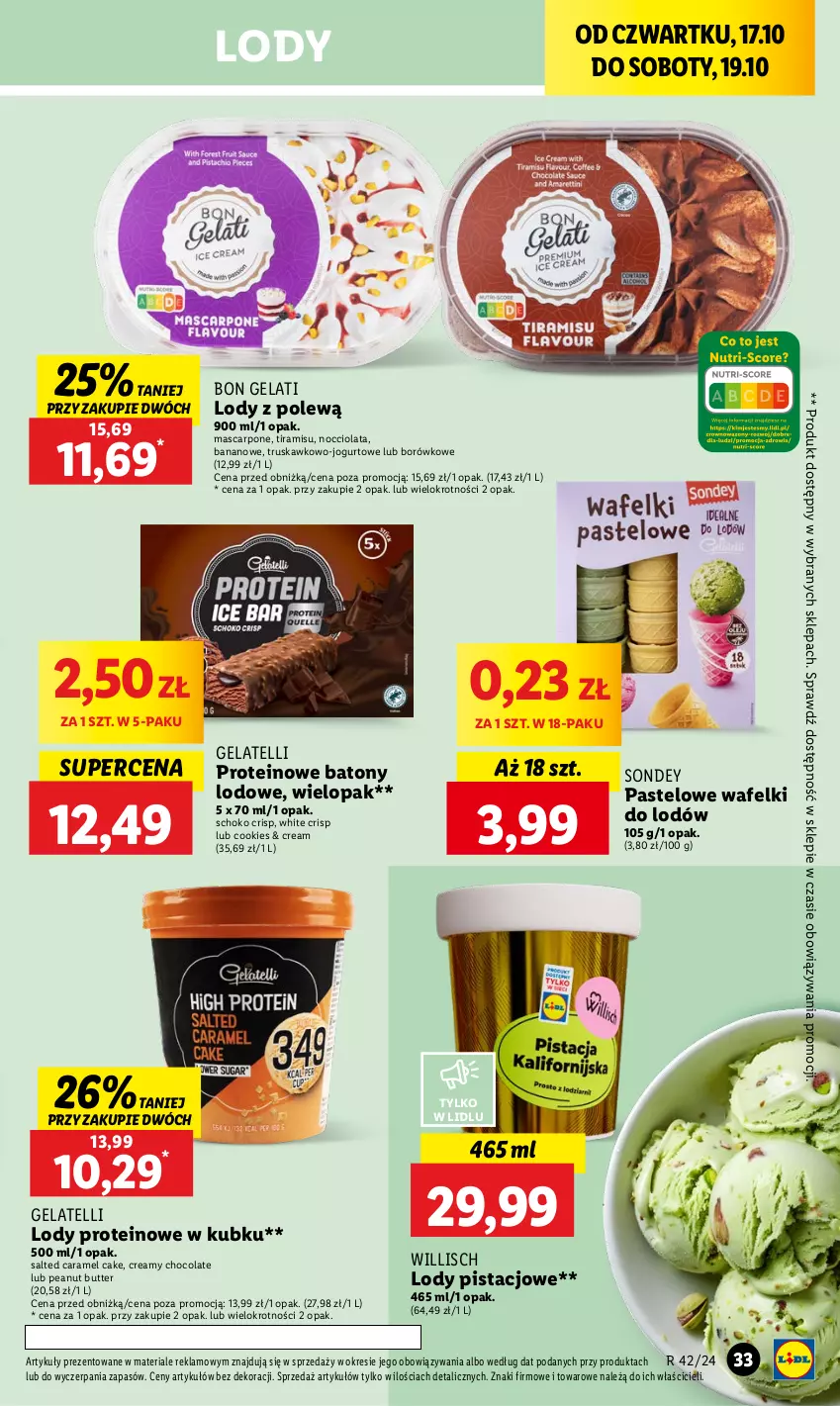 Gazetka promocyjna Lidl - GAZETKA - ważna 17.10 do 19.10.2024 - strona 39 - produkty: Baton, Jogurt, Lody, Mascarpone