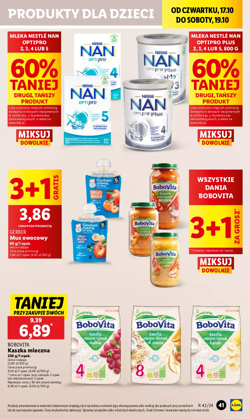 Gazetka promocyjna Lidl - GAZETKA - ważna 17.10 do 19.10.2024 - strona 49 - produkty: BoboVita, Dzieci, Gerber, Gra, Mus, NAN Optipro, Nestlé