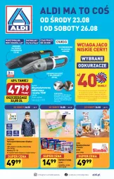 Gazetka promocyjna Aldi - Artykuły przemysłowe i tekstylia - Gazetka - ważna od 26.08 do 26.08.2023 - strona 1 - produkty: Odkurzacz, Por, Gra, Odkurzacze, Maskotka pluszowa, Kurtka, Klej, Pocopiano, Akumulator, Fa