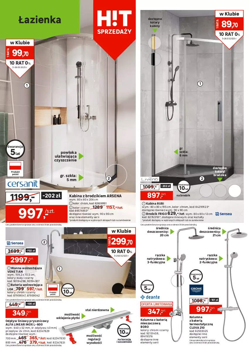 Gazetka promocyjna Leroy Merlin - Gazetka Leroy Merlin - ważna 05.03 do 26.03.2025 - strona 16 - produkty: Bateria, Brodzik, Deska wolnoopadająca, Fa, Gra, Grohe, Klej, Kompakt WC, Miska, Miska wisząca, Ser, Sok, Termos, Wanna, Zestaw podtynkowy WC