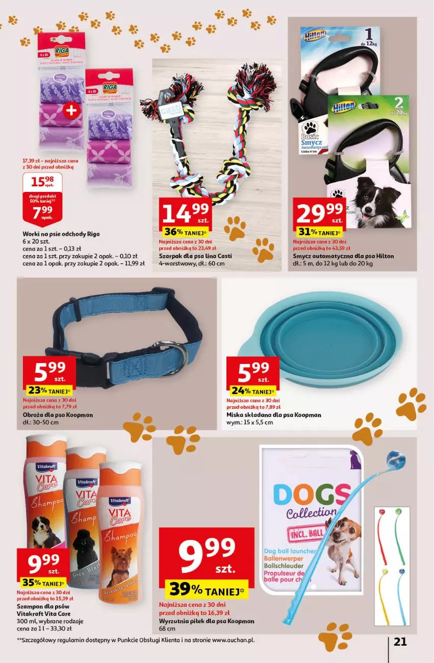 Gazetka promocyjna Auchan - Gazetka Korzyści na lato Hipermarket Auchan - ważna 29.06 do 05.07.2023 - strona 21 - produkty: Inka, Miska, Smycz, Szampon, Vita C, Vitakraft, Wyrzutnia