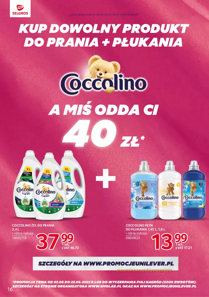 Gazetka promocyjna Selgros - Katalog Markowe Produkty - ważna 18.05 do 01.06.2023 - strona 16 - produkty: Coccolino, Płyn do płukania