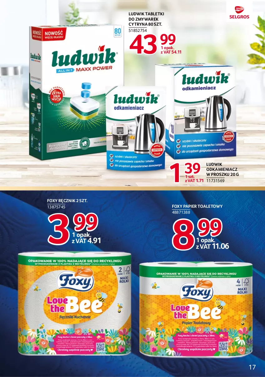 Gazetka promocyjna Selgros - Katalog Markowe Produkty - ważna 18.05 do 01.06.2023 - strona 17 - produkty: Foxy, Ludwik, Odkamieniacz, Papier, Papier toaletowy, Ręcznik, Tablet