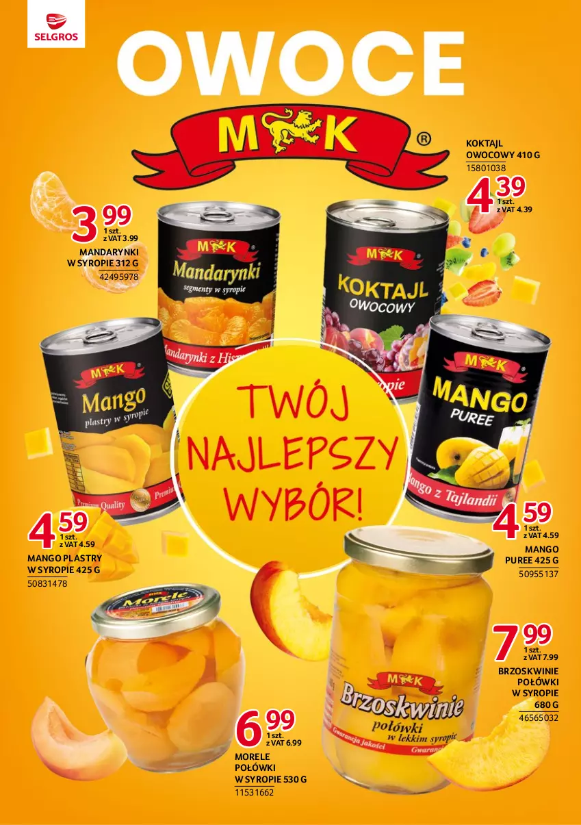 Gazetka promocyjna Selgros - Katalog Markowe Produkty - ważna 18.05 do 01.06.2023 - strona 24 - produkty: Brzoskwinie, Mandarynki, Mango, Pur, Syrop