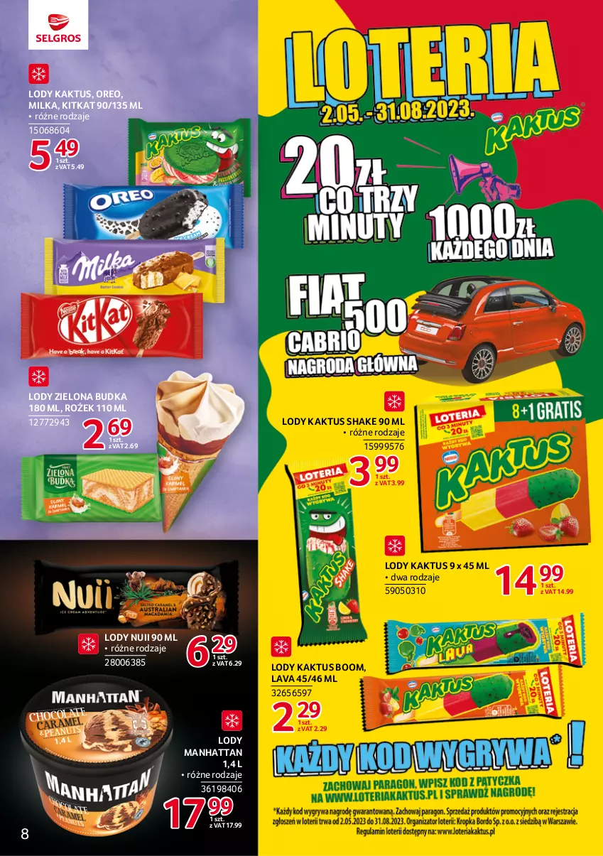 Gazetka promocyjna Selgros - Katalog Markowe Produkty - ważna 18.05 do 01.06.2023 - strona 8 - produkty: Kaktus, Lody, Milka, Oreo, Zielona Budka