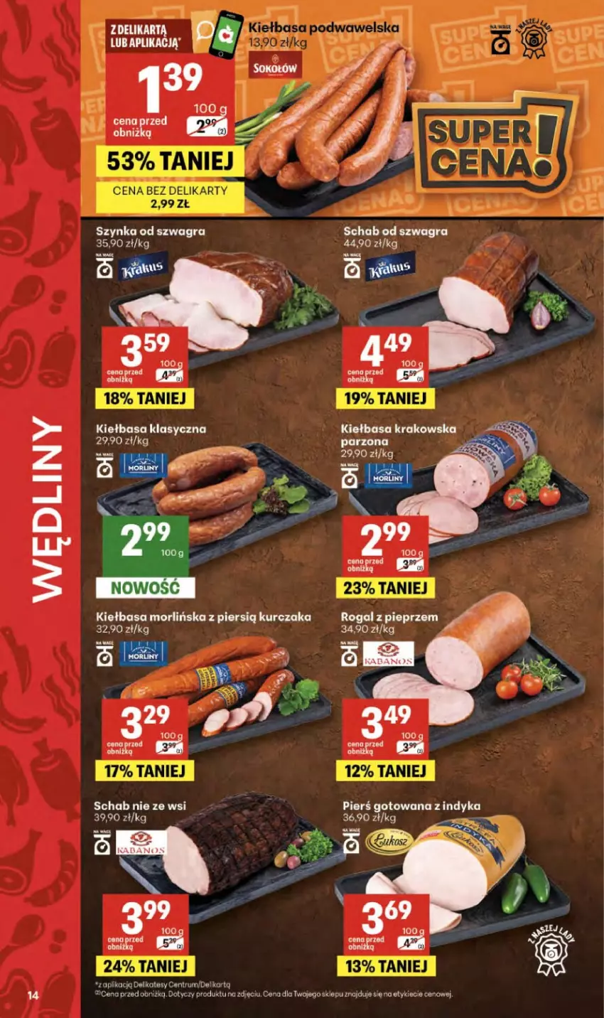 Gazetka promocyjna Delikatesy Centrum - Franczyza DC20 Czwartek - ważna 14.05 do 20.05.2026 - strona 14 - produkty: Gra, Kiełbasa, Kiełbasa krakowska, Kurczak, Pieprz, Rogal, Rum, Szynka