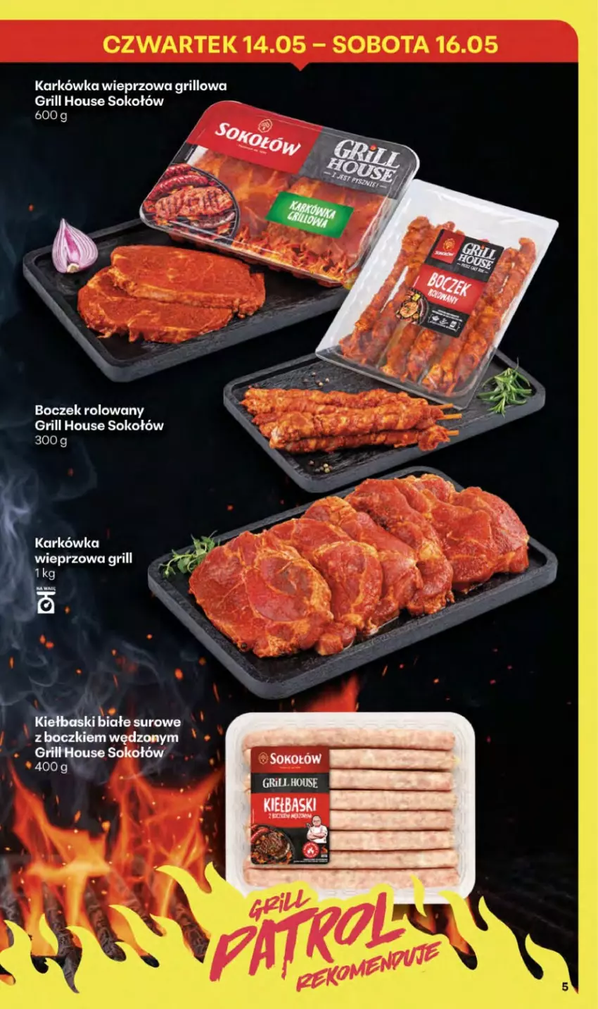 Gazetka promocyjna Delikatesy Centrum - Franczyza DC20 Czwartek - ważna 14.05 do 20.05.2026 - strona 5 - produkty: Grill, Karkówka wieprzowa, Kiełbaski białe, Sok, Sokołów