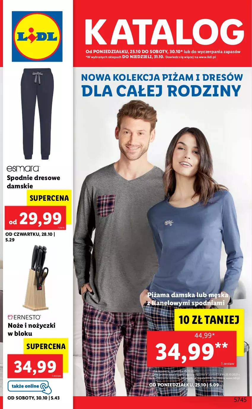 Gazetka promocyjna Lidl - GAZETKA - ważna 25.10 do 31.10.2021 - strona 1 - produkty: Dres, Noż, Nożyczki, Piżama, Spodnie, Spodnie dresowe