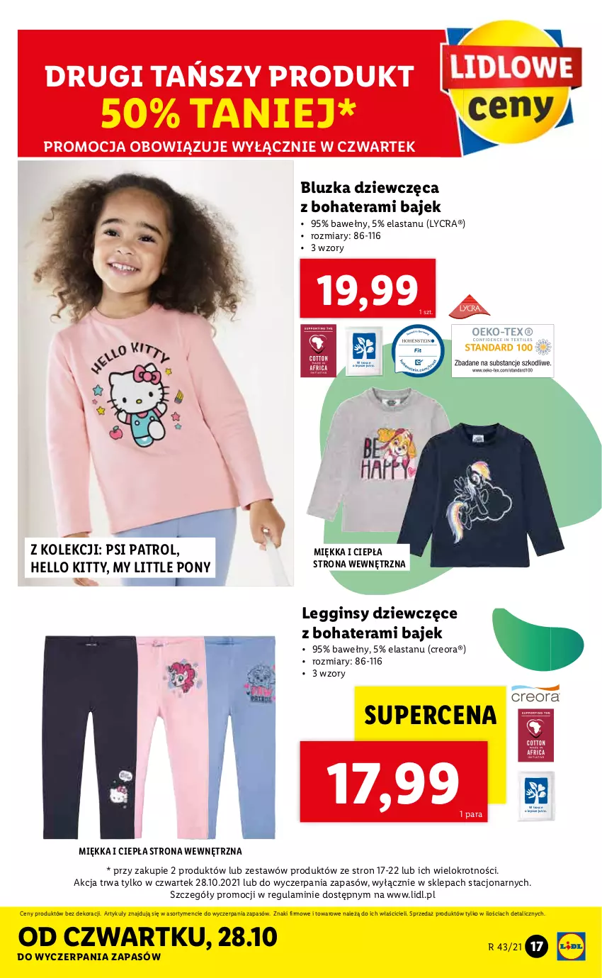 Gazetka promocyjna Lidl - GAZETKA - ważna 25.10 do 31.10.2021 - strona 17 - produkty: Gin, Legginsy, My Little Pony, Psi Patrol, Tera